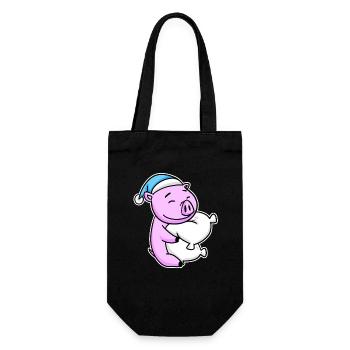Cochon avec oreiller et bonnet somnolent - Sac à bouteille - noir - Devant