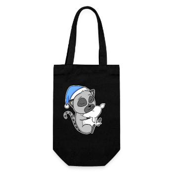 Lémurien avec oreiller et bonnet somnolent - Sac à bouteille - noir - Devant