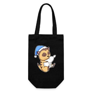 Meerkat with pillow and sleepy cap - Gift Bag for Bottles - black - Front