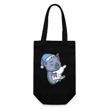 Bat with pillow and sleepy cap - Gift Bag for Bottles - black - Front