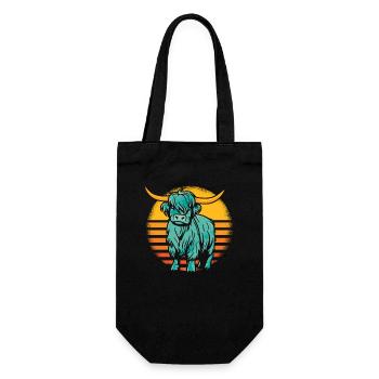 Retro Highland Cow Highland génisse éleveur - Sac à bouteille - noir - Devant