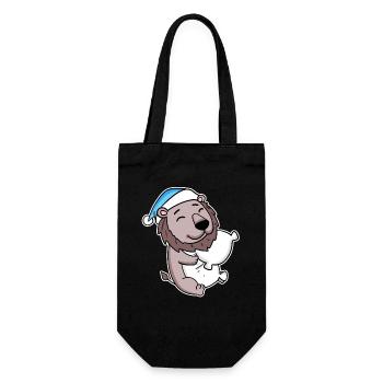Lion avec oreiller et bonnet somnolent - Sac à bouteille - noir - Devant