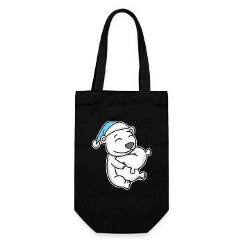 Polar bear with pillow and sleepy cap - Gift Bag for Bottles - black - Front