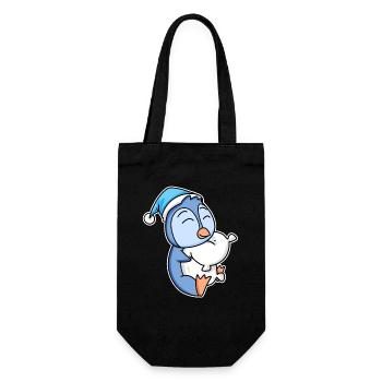 Penguin with pillow and sleepy cap - Gift Bag for Bottles - black - Front