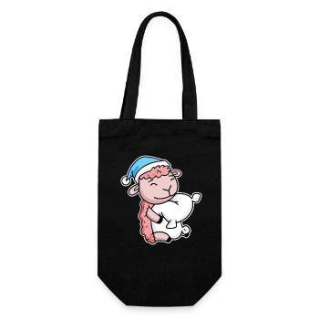 Sheep with pillow and sleepy cap - Gift Bag for Bottles - black - Front