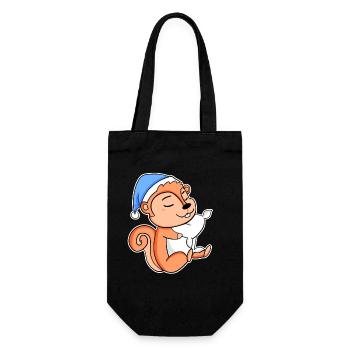 Squirrel with pillow and sleepy cap - Gift Bag for Bottles - black - Front