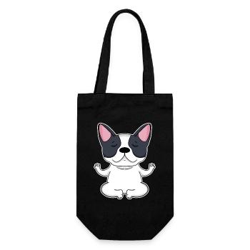 Yoga - Motif de chien bouledogue français - Sac à bouteille - noir - Devant