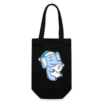 Éléphant avec oreiller et bonnet somnolent - Sac à bouteille - noir - Devant