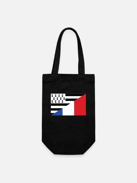 Bretagne Flagge Bretonisches Geschenk Frankreich - Geschenkbeutel für Flaschen - Schwarz