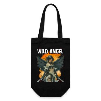 Wild Angel, Schön, Fun, Cool, Engel, Abenteuer, - Geschenkbeutel für Flaschen - Schwarz - Vorne