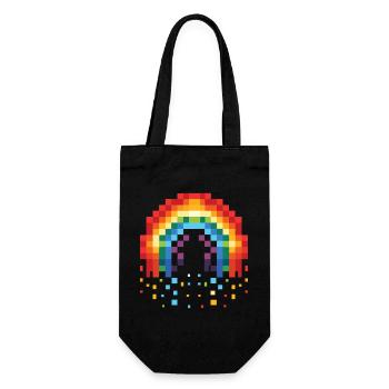 Pixel Art Rainbow 8-Bit Retro - Gift Bag for Bottles - black - Front