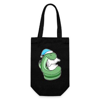 Snake with pillow and sleepy cap - Gift Bag for Bottles - black - Front