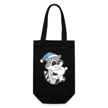 Raton laveur avec oreiller et bonnet somnolent - Sac à bouteille - noir - Devant