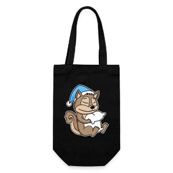 Squirrel with pillow and sleepy cap - Gift Bag for Bottles - black - Front