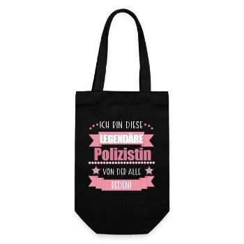 Lustiger Spruch für Polizistin – Geschenkidee - Geschenkbeutel für Flaschen - Schwarz - Vorne