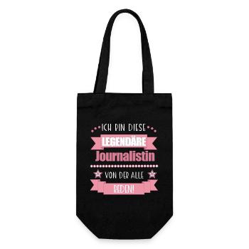 Lustiger Spruch für Journalistin – Geschenkidee - Geschenkbeutel für Flaschen - Schwarz - Vorne