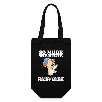 Müde Spruch lustig Schlafen Ausschlafen - Elch - Geschenkbeutel für Flaschen - Schwarz - Vorne
