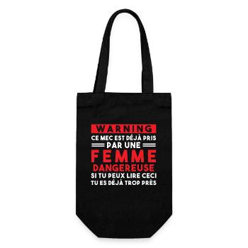 Cadeau Humour couple homme, Femme jalouse danger - Sac à bouteille - noir - Devant