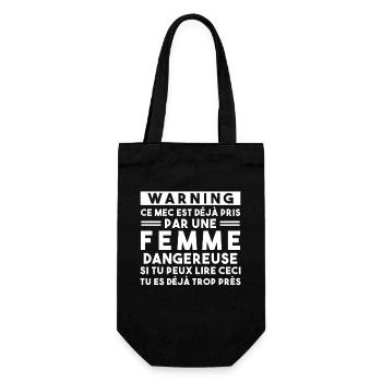 Cadeau Humour couple homme, Femme jalouse danger - Sac à bouteille - noir - Devant
