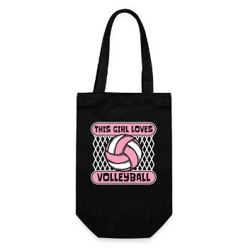 This Girl Loves Volleyball Volleyballfreak - Geschenkbeutel für Flaschen - Schwarz - Vorne