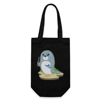 Seal Teacher Book School - Gift Bag for Bottles - black - Front