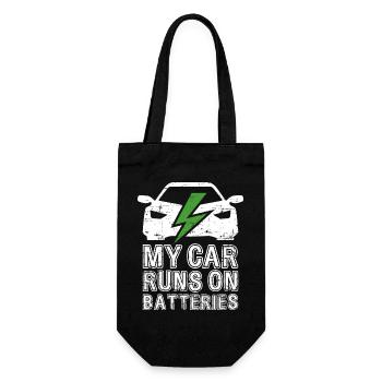 My Car Runs On Batteries eCar Electric Car - Gift Bag for Bottles - black - Front