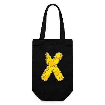 Letter X - Initial Letter X - Cheese Motif - Gift Bag for Bottles - black - Front