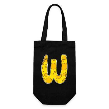 Lettre W - Lettre initiale W - Motif fromage - Sac à bouteille - noir - Devant