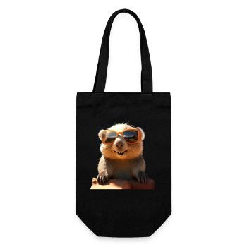 Wombat mit Sonnenbrille Australien Süße Wombats - Geschenkbeutel für Flaschen - Schwarz - Vorne