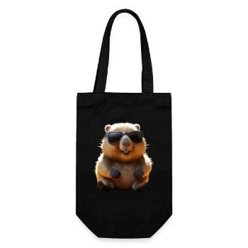 Wombat mit Sonnenbrille Australien Süße Wombats - Geschenkbeutel für Flaschen - Schwarz - Vorne