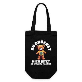 teddybär du drückst mich jetzt so doll du kannst - Geschenkbeutel für Flaschen - Schwarz - Vorne