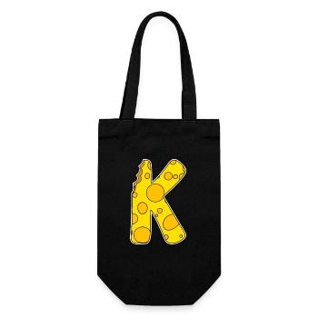 Letter K - Initial Letter K - Cheese Motif - Gift Bag for Bottles - black - Front