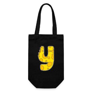 Letter Y - Initial Letter Y - Cheese Motif - Gift Bag for Bottles - black - Front