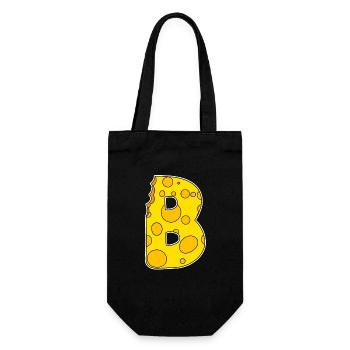 Letter B - Initial Letter B - Cheese Motif - Gift Bag for Bottles - black - Front