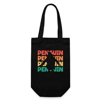 Retro Penguin Seevogel Königspinguin - Geschenkbeutel für Flaschen - Schwarz - Vorne