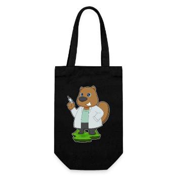 Biber Arzt Pflegealltag - Geschenkbeutel für Flaschen - Schwarz - Vorne