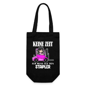 Stapler Gabelstapler Lager Logistik Damen - Geschenkbeutel für Flaschen - Schwarz - Vorne