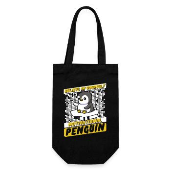 Believe In Yourself Motivational Penguin Seevogel - Geschenkbeutel für Flaschen - Schwarz - Vorne
