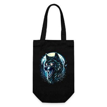Mystischer Wolf - Vollmondnacht - Geschenkbeutel für Flaschen - Schwarz - Vorne