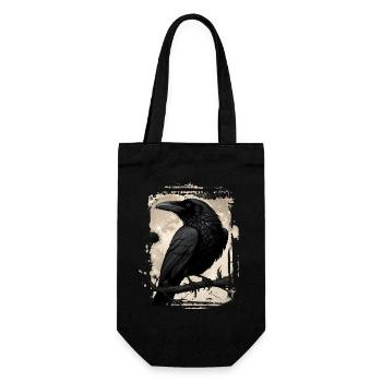 Raven on branch in front of full moon - Gift Bag for Bottles - black - Front
