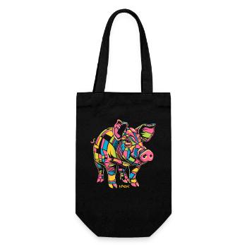 Gros gros cochon Pop Art - Sac à bouteille - noir - Devant