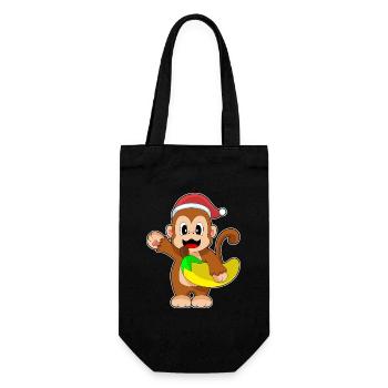 Affe Weihnachten Banane - Geschenkbeutel für Flaschen - Schwarz - Vorne