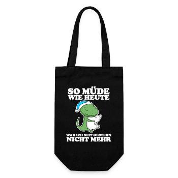 Ausschlafen Müde Spruch lustig Schlafen - Echse - Geschenkbeutel für Flaschen - Schwarz - Vorne