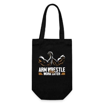 Arm Wrestling First Work Later Exercise Arm - Geschenkbeutel für Flaschen - Schwarz - Vorne