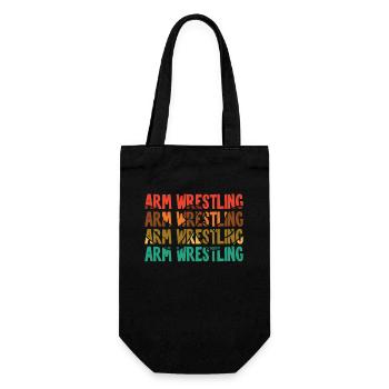 Retro Text Hand Wrestling Techniques Exercise Arm - Gift Bag for Bottles - black - Front