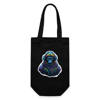 Gorilla-Astronaut Neon - Geschenkbeutel für Flaschen - Schwarz - Vorne