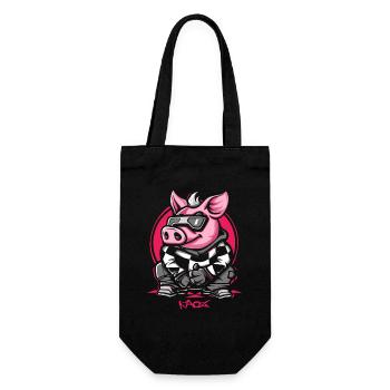 Cool Winter Ski Snowboard Pig - Gift Bag for Bottles - black - Front
