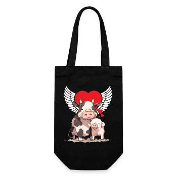 Amoureux des animaux Amoureux des animaux Vache Cochon Bien-être animal Coeur - Sac à bouteille - noir - Devant
