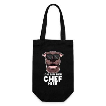 Chef Spruch Anführer Hund - Geschenkbeutel für Flaschen - Schwarz - Vorne
