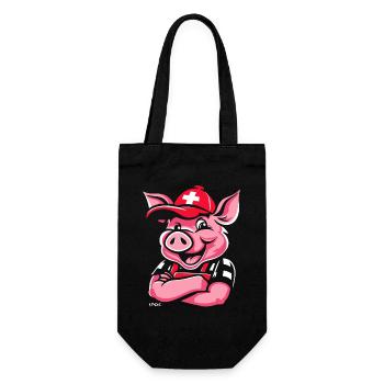 Drapeau et cochon suisse - Sac à bouteille - noir - Devant